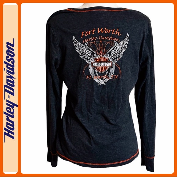 Harley Davidson Fort Worth Texas Long Sleeve Womens Top - Picture 1 of 7